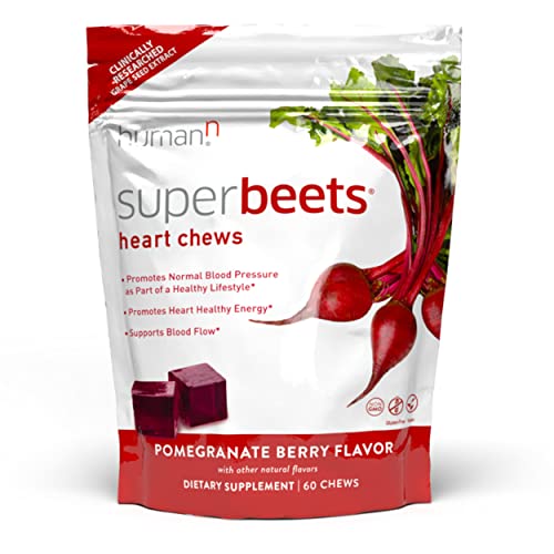 humanN SuperBeets Heart Chews: Blood Pressure Support Chews (Nitric Oxide) | 60 Count